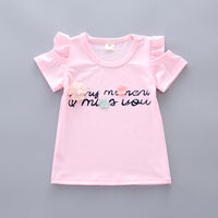 Load image into Gallery viewer, 2 Pieces Set Baby Kid Girls Striped Letters Print Tops And Flower Shorts Wholesale 22033049
