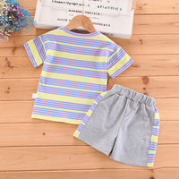 Load image into Gallery viewer, 2 Pieces Set Baby Kid Girls Striped Letters Print Tops And Flower Shorts Wholesale 22033049
