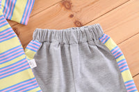 Load image into Gallery viewer, 2 Pieces Set Baby Kid Girls Striped Letters Print Tops And Flower Shorts Wholesale 22033049
