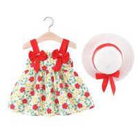 Load image into Gallery viewer, Baby Girls Flower Bow Print Dresses Wholesale 220330492
