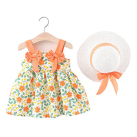 Load image into Gallery viewer, Baby Girls Flower Bow Print Dresses Wholesale 220330492
