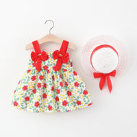 Load image into Gallery viewer, Baby Girls Flower Bow Print Dresses Wholesale 220330492
