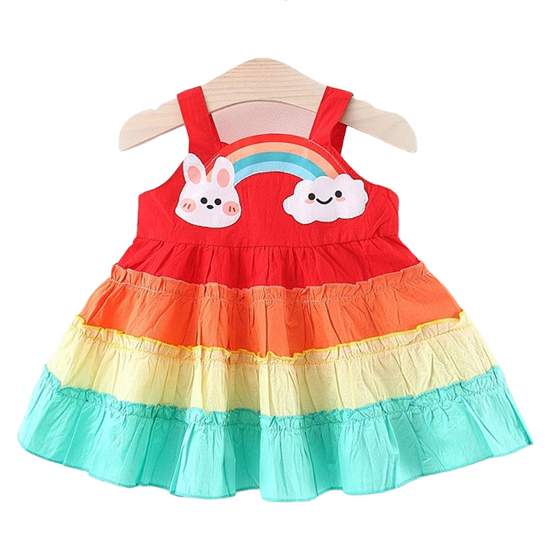 Baby Kid Girls Rainbow Print Dresses Wholesale 220330496