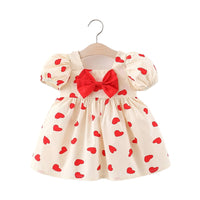 Load image into Gallery viewer, Baby Kid Girls Love heart Bow Print Dresses Wholesale 220330504
