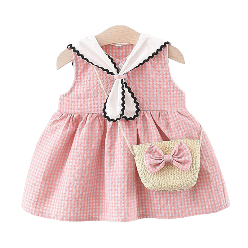 Baby Kid Girls Checked Dresses Wholesale 220330529