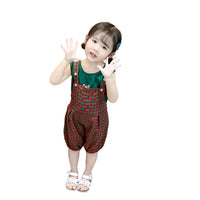 Load image into Gallery viewer, 2 Pieces Set Baby Kid Girls Cartoon Print Tops And Checked Rompers Wholesale 22033053
