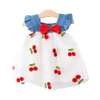 Load image into Gallery viewer, Baby Kid Girls Color-blocking Fruit Bow Lace Dresses Wholesale 220330531

