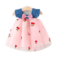 Load image into Gallery viewer, Baby Kid Girls Color-blocking Fruit Bow Lace Dresses Wholesale 220330531
