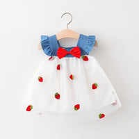 Load image into Gallery viewer, Baby Kid Girls Color-blocking Fruit Bow Lace Dresses Wholesale 220330531
