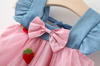 Load image into Gallery viewer, Baby Kid Girls Color-blocking Fruit Bow Lace Dresses Wholesale 220330531
