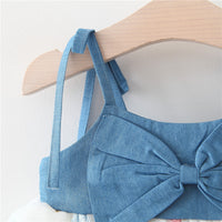 Load image into Gallery viewer, Baby Kid Girls Color-blocking Star Bow Beach Dresses Wholesale 22033054
