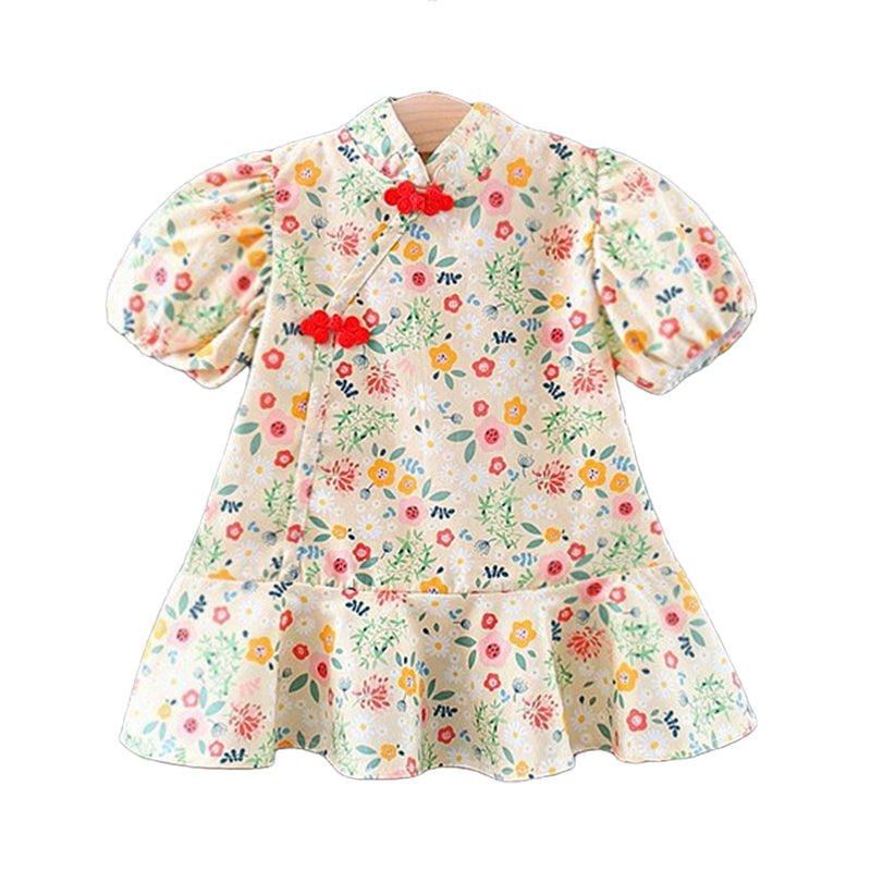 Baby Kid Girls Flower Print Dresses Wholesale 220330551