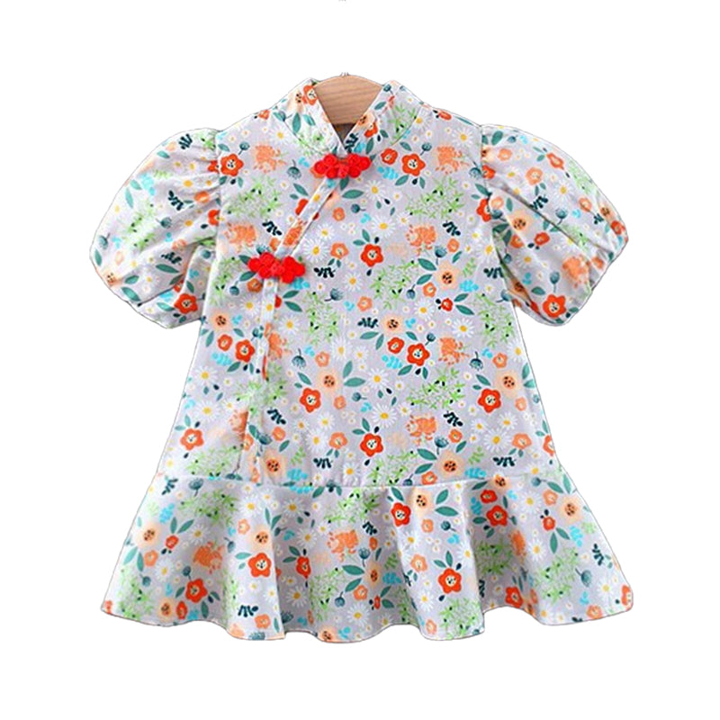 Baby Kid Girls Flower Print Dresses Wholesale 220330551