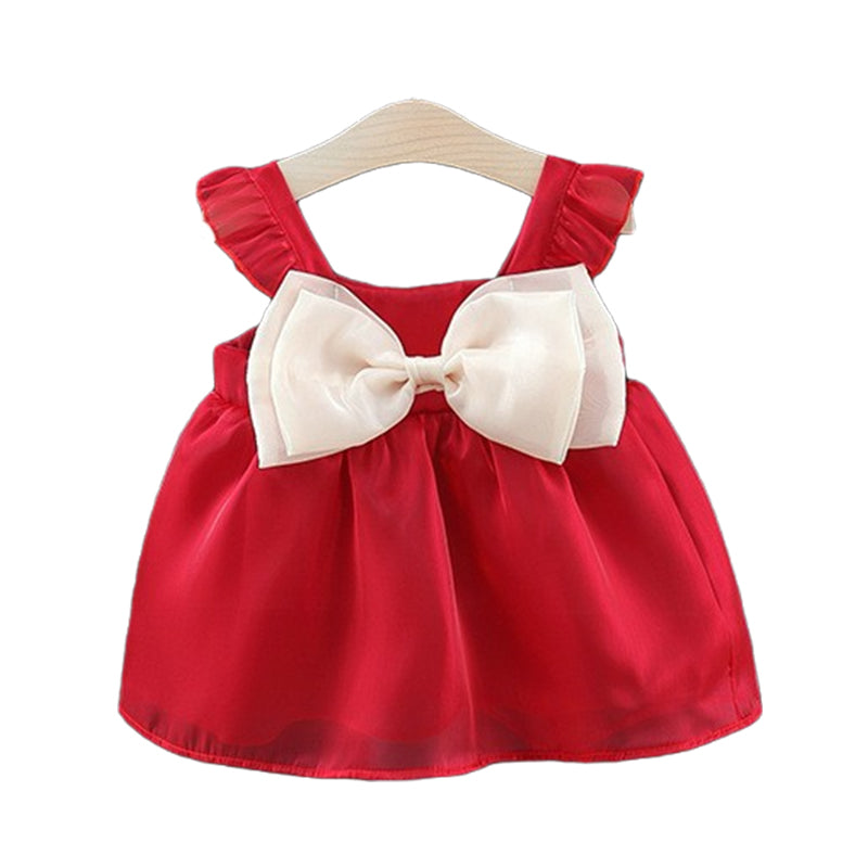 Baby Kid Girls Solid Color Bow Dresses Wholesale 220330561