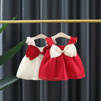 Load image into Gallery viewer, Baby Kid Girls Solid Color Bow Dresses Wholesale 220330561
