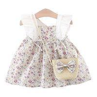 Load image into Gallery viewer, Baby Kid Girls Flower Bow Print Dresses Wholesale 220330564
