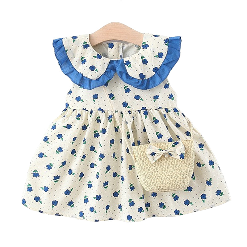 Baby Girls Flower Print Dresses Wholesale 220330575