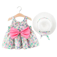Load image into Gallery viewer, Baby Girls Flower Bow Print Dresses Wholesale 220330578
