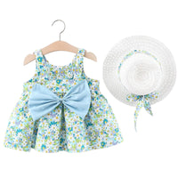 Load image into Gallery viewer, Baby Girls Flower Bow Print Dresses Wholesale 220330578
