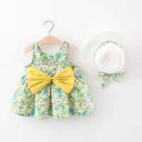 Load image into Gallery viewer, Baby Girls Flower Bow Print Dresses Wholesale 220330578
