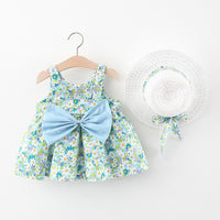 Load image into Gallery viewer, Baby Girls Flower Bow Print Dresses Wholesale 220330578
