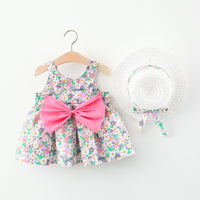 Load image into Gallery viewer, Baby Girls Flower Bow Print Dresses Wholesale 220330578
