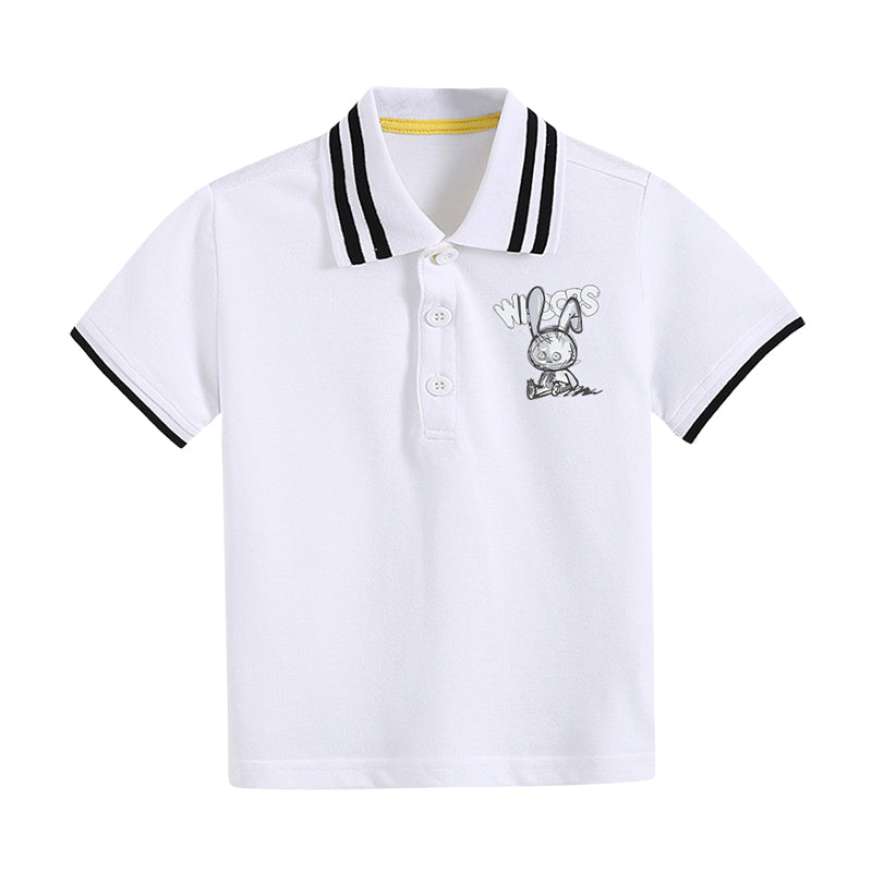 Baby Kid Boys Striped Cartoon Print Polo Shirts Wholesale 220330586