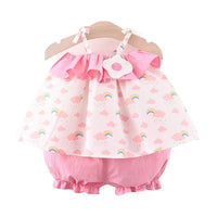 Load image into Gallery viewer, 2 Pieces Set Baby Girls Rainbow Print Tank Tops And Solid Color Shorts Wholesale 220330594
