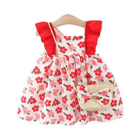 Load image into Gallery viewer, Baby Girls Flower Print Dresses And Bag Wholesale 220330606
