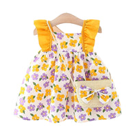 Load image into Gallery viewer, Baby Girls Flower Print Dresses And Bag Wholesale 220330606
