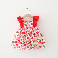 Load image into Gallery viewer, Baby Girls Flower Print Dresses And Bag Wholesale 220330606
