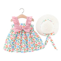 Load image into Gallery viewer, Baby Girls Color-blocking Flower Bow Print Dresses Wholesale 220330610
