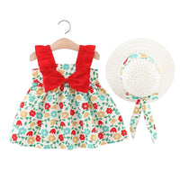 Load image into Gallery viewer, Baby Girls Color-blocking Flower Bow Print Dresses Wholesale 220330610
