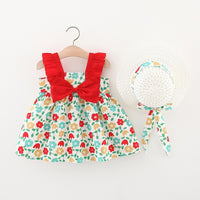 Load image into Gallery viewer, Baby Girls Color-blocking Flower Bow Print Dresses Wholesale 220330610
