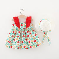 Load image into Gallery viewer, Baby Girls Color-blocking Flower Bow Print Dresses Wholesale 220330610
