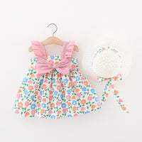 Load image into Gallery viewer, Baby Girls Color-blocking Flower Bow Print Dresses Wholesale 220330610

