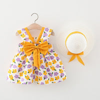 Load image into Gallery viewer, Baby Girls Flower Bow Print Dresses Wholesale 220330613
