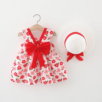 Load image into Gallery viewer, Baby Girls Flower Bow Print Dresses Wholesale 220330613
