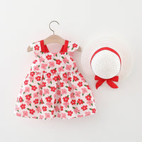 Load image into Gallery viewer, Baby Girls Flower Bow Print Dresses Wholesale 220330613
