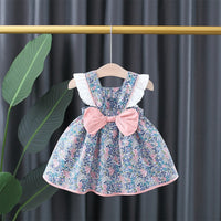 Load image into Gallery viewer, Baby Girls Color-blocking Flower Bow Print Dresses Wholesale 220330620
