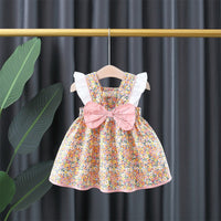 Load image into Gallery viewer, Baby Girls Color-blocking Flower Bow Print Dresses Wholesale 220330620
