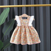 Load image into Gallery viewer, Baby Girls Color-blocking Flower Bow Print Dresses Wholesale 220330620
