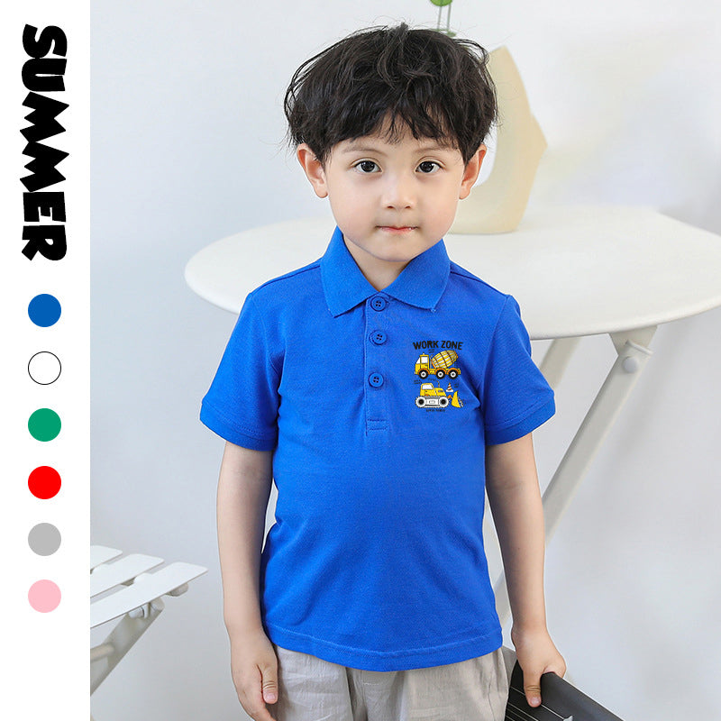 Baby Kid Boys Letters Car Cartoon Print Polo Shirts Wholesale 220330623