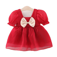 Load image into Gallery viewer, Baby Girls Solid Color Bow Dresses Wholesale 220330632
