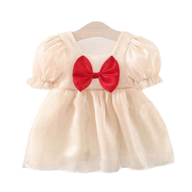 Baby Girls Solid Color Bow Dresses Wholesale 220330632