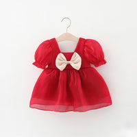Load image into Gallery viewer, Baby Girls Solid Color Bow Dresses Wholesale 220330632
