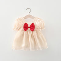Load image into Gallery viewer, Baby Girls Solid Color Bow Dresses Wholesale 220330632
