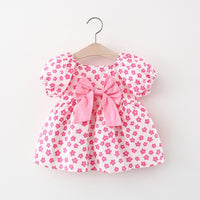 Load image into Gallery viewer, Baby Girls Flower Bow Print Dresses Wholesale 220330633
