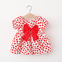 Load image into Gallery viewer, Baby Girls Flower Bow Print Dresses Wholesale 220330633

