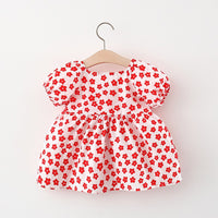 Load image into Gallery viewer, Baby Girls Flower Bow Print Dresses Wholesale 220330633
